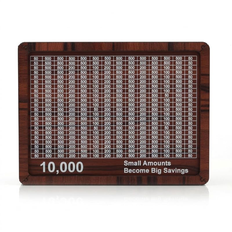 ACJ Wooden Money Saving Box, Brown Finish, Daily Savings Tracker, Educational Piggy Bank for Home Art & Craft_53_Money_Bank_10000-picture-42