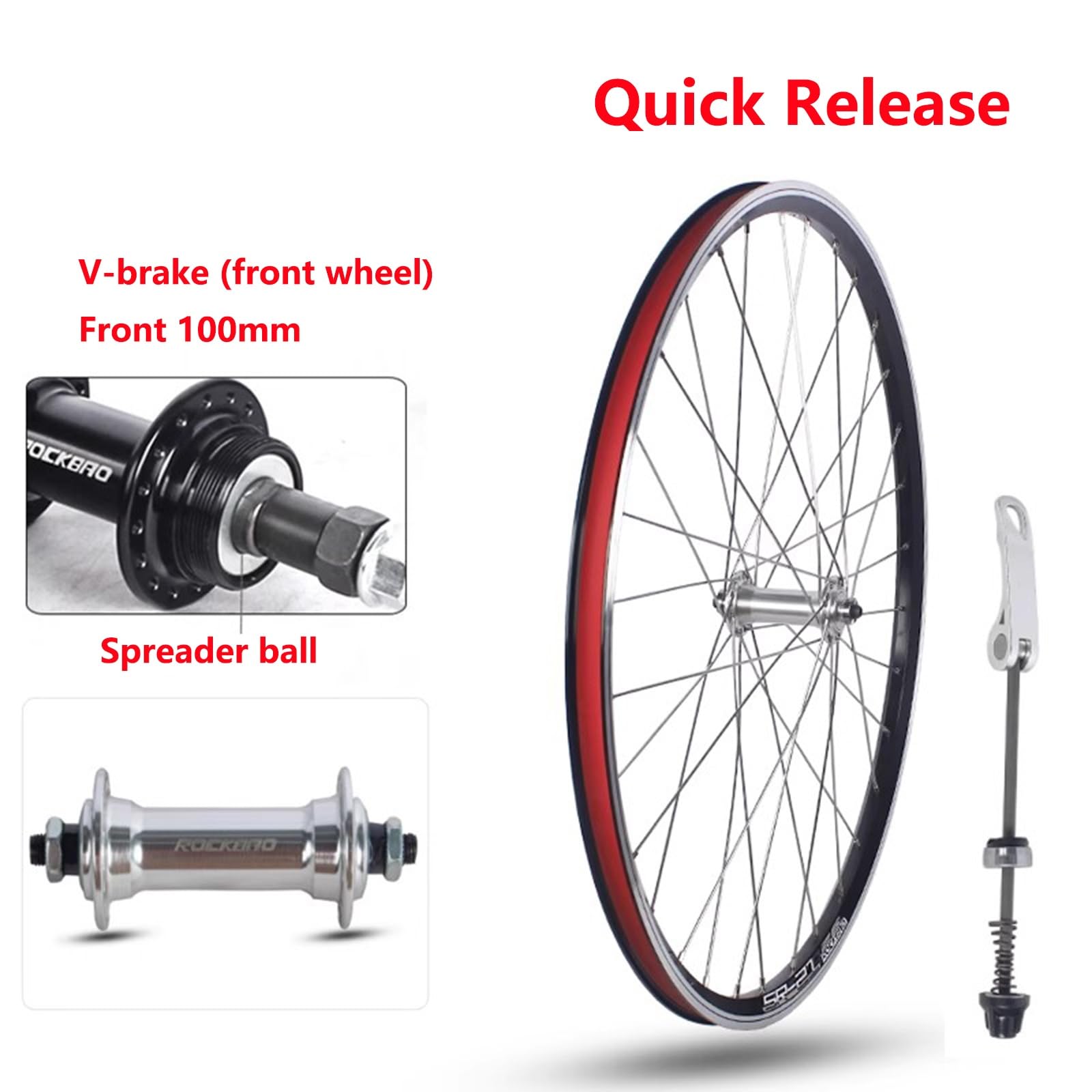 Juego De Ruedas para Bicicleta De Montaña 24" Delanteros/Traseros Bujes 32H Aleación De Aluminio Frenos V Liberación Rápida De 100/135 Mm para Bicicletas Plegables