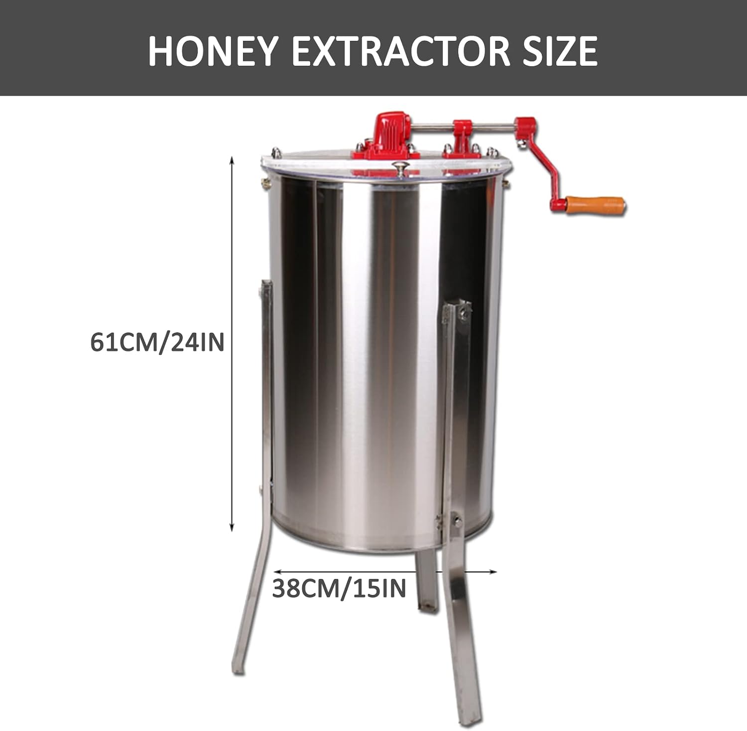 2 Frame Stainless Steel Honey Extractor, Honeycomb Drum Spinner with Adjustable Height Stands Extraction Apiary Centrifuge Equipment