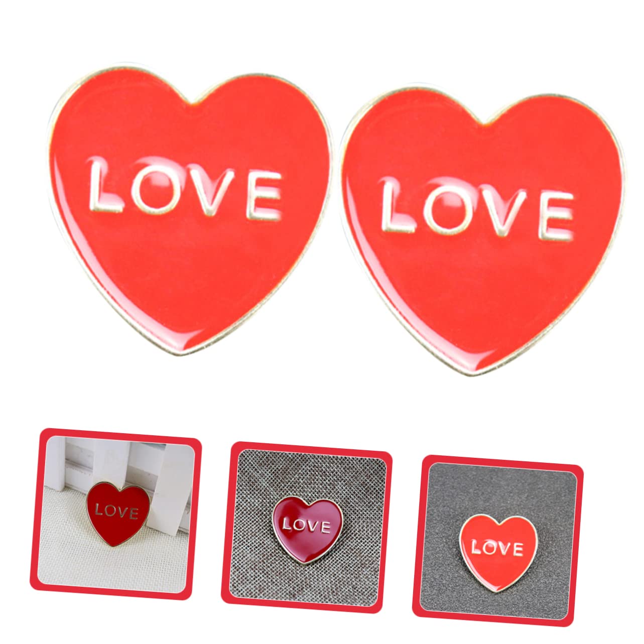 10 Piezas Broche Imperdible Alfiler De Corazón De Boda Alfiler Estético Pasador De Cuello Pin De Esmalte De Corazón Rojo Pasador De Mochilas 3d Ropa De Mujer Aleación Suéter