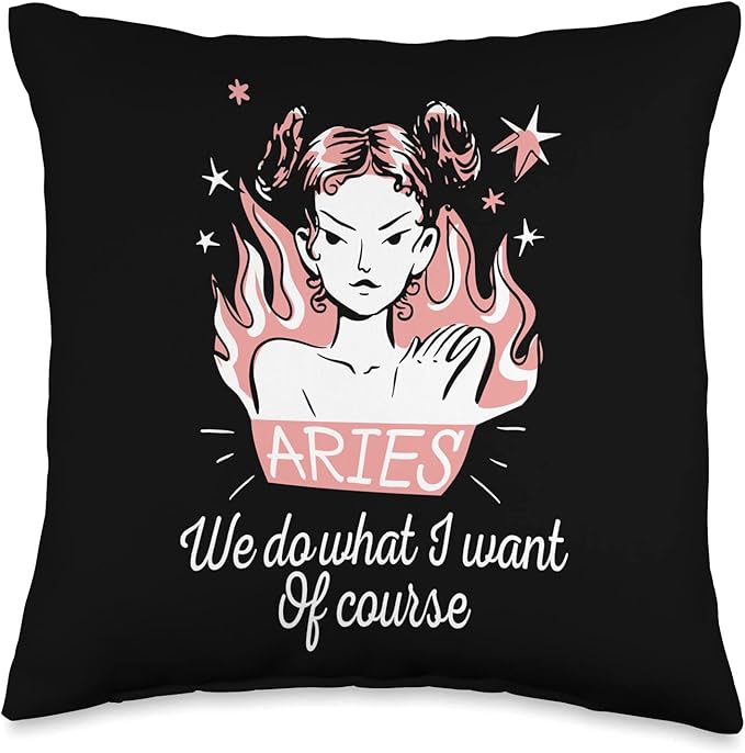Astrology Saying Zodiac Sign Aries Throw Pillow