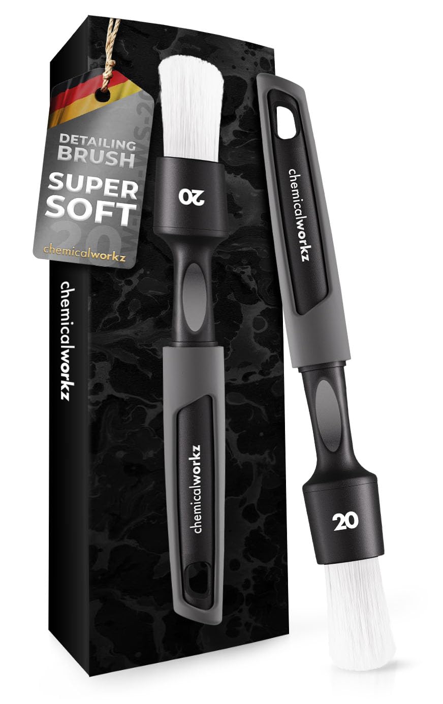 Chemicalworkz Detailing Brush White Soft Pinsel 20mm | Auto Reinigungspinsel Detailing Bürste, Innenraumreinigung & Felgenpflege, ergonomischer Griff, kratzfrei | Premium Auto Reinigungsbürsten