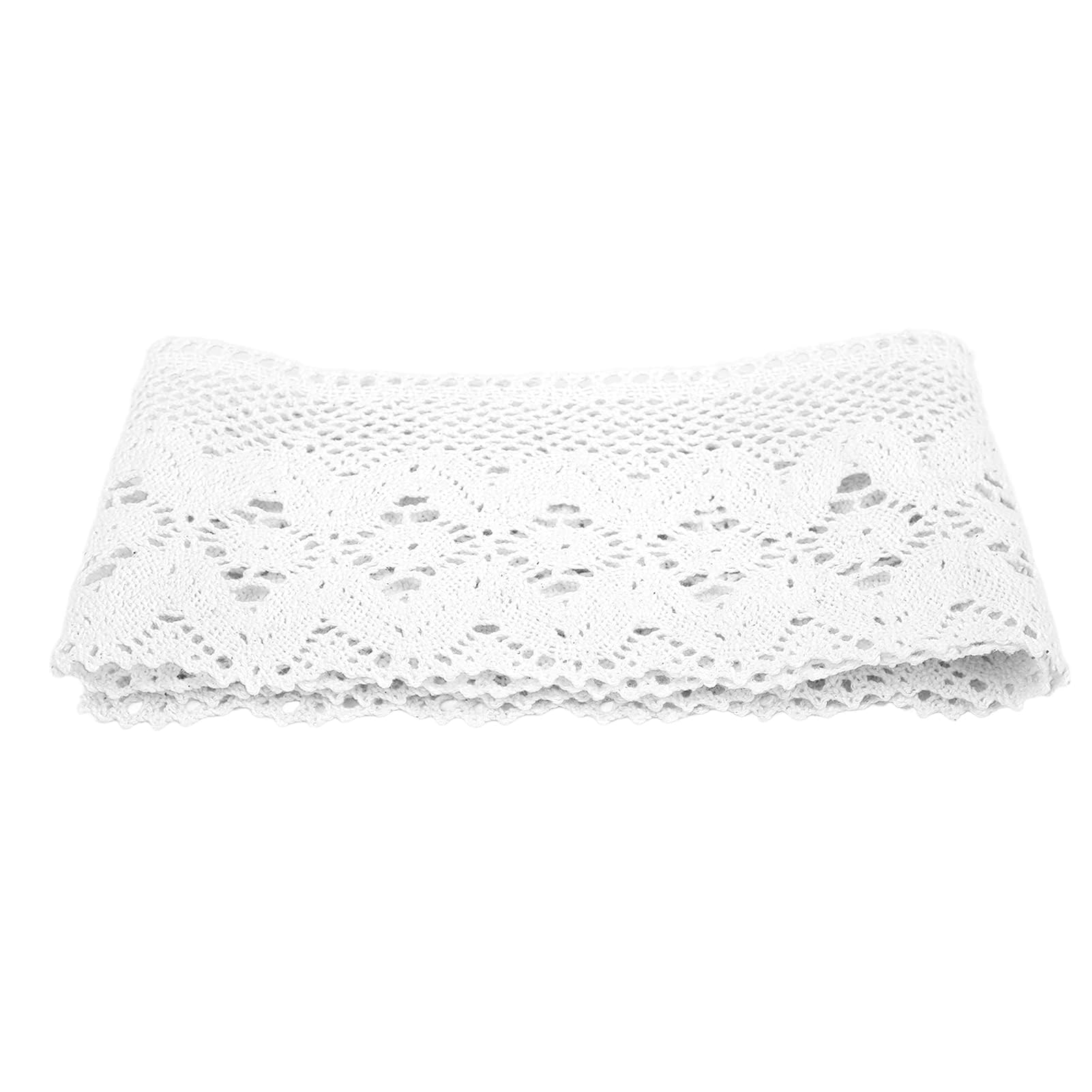Nastro di pizzo, 9,1 m, bianco, largo 10 cm, in cotone, vintage, all'uncinetto, decorazione floreale per fai da te