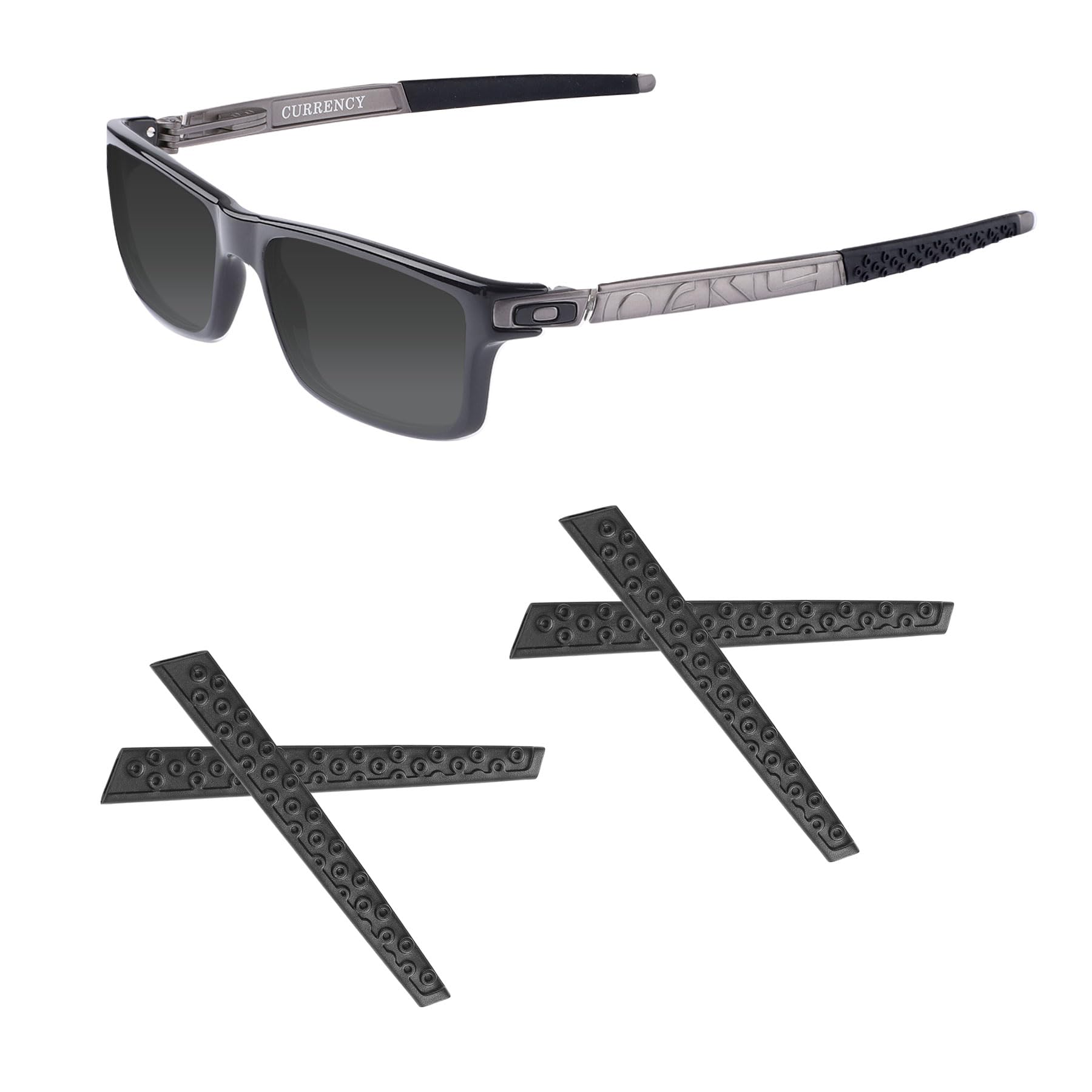 Acefrog 2 Pairs Upgraded Soft Silicone Replacement Temple Sleeve Ear Socks for Oakley Currency OX8026, Twin Shock OX3095 Eyeglasses, Perfectly Fit, Black