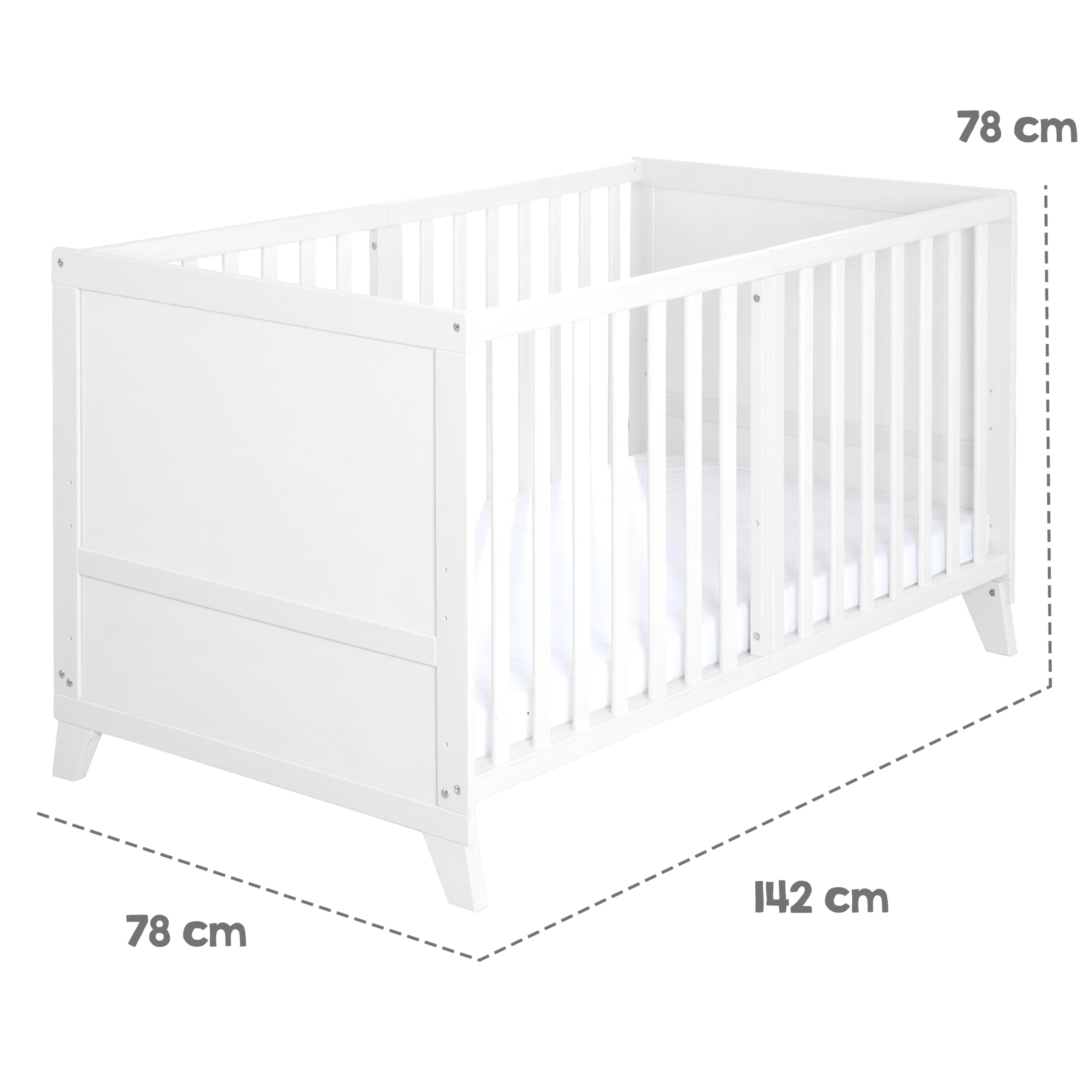 roba Ensemble Complet de Lit Bébé Woodland Buddies - Lit Évolutif 70 x 140 en Bois + Matelas, Linge de Lit, Baldaquin et Support de Baldaquin - À Partir de 6 Mois - Blanc