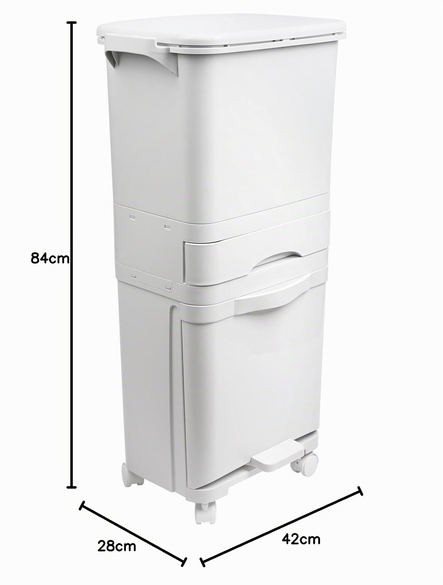 Poubelle de recyclage à tri sélectif 42 L triple compartiment avec pédale roulettes poignée