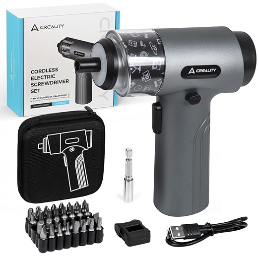 Creality 3D Printer Tools, 3.7V Cordless Electric Screwdriver with 32 Pcs CRV Steel Screwdriver Bits 7-Speed Knob for Versatile Control Easy Operation for All Creality 3D Printer and Laser Engraver