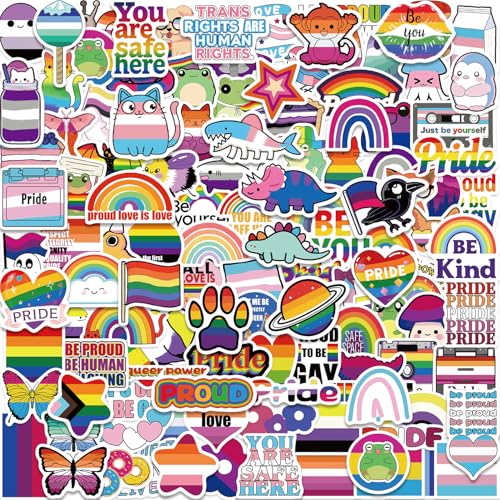 200pcs Pride Stickers Mixed LGBTQ Sticker Gay Rainbow LGBTQ Party Favors Lesbian Bisexual Pansexual Transgender Stickers for Laptop Graffiti Vinyl Decals Sticker Toys