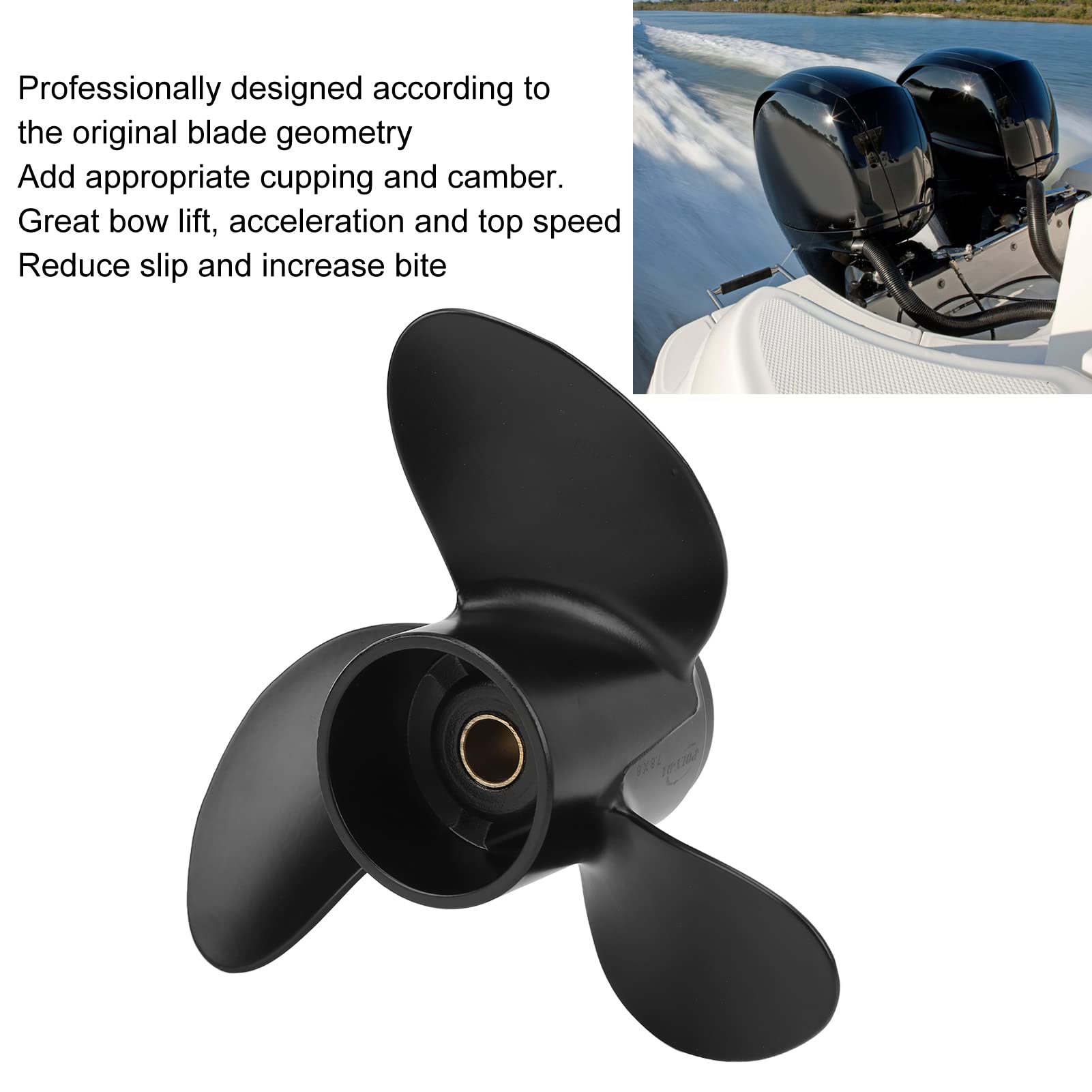 Marine Außenbordpropeller 3 Blätter 7,8 x 8 Zoll 12 Zähne RH Rotation Ersatz für TOHATSU 4-6 PS MFS4 4-Takt-Motor