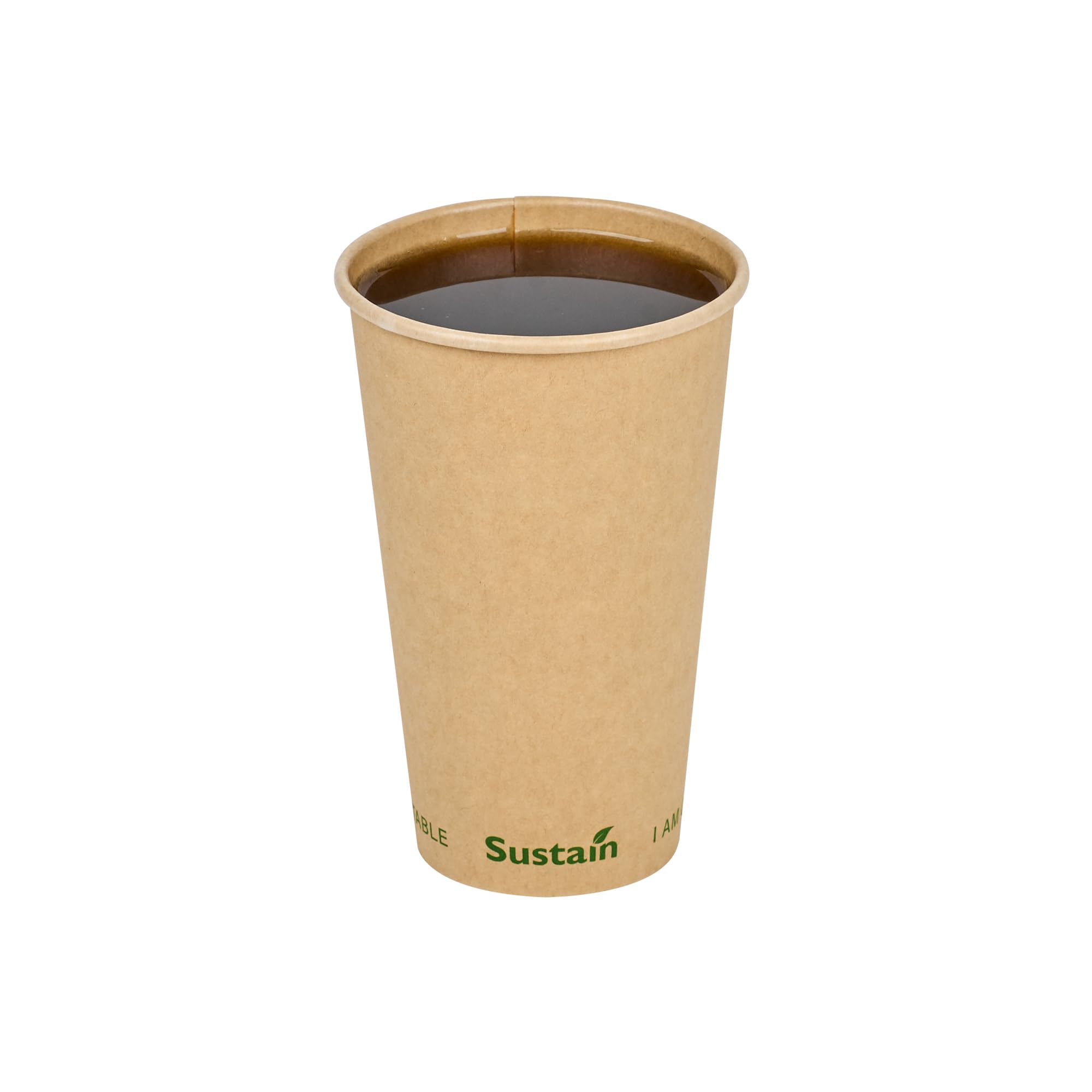 Restaurantware-Sustain 16 Ounce BPI-Certified Hot Cups, 1000 Single Wall Coffee Cups - Lids Sold Separately, Leakproof PLA Coating, Compostable Kraft Paper Cup, For Hot Or Cold Drinks