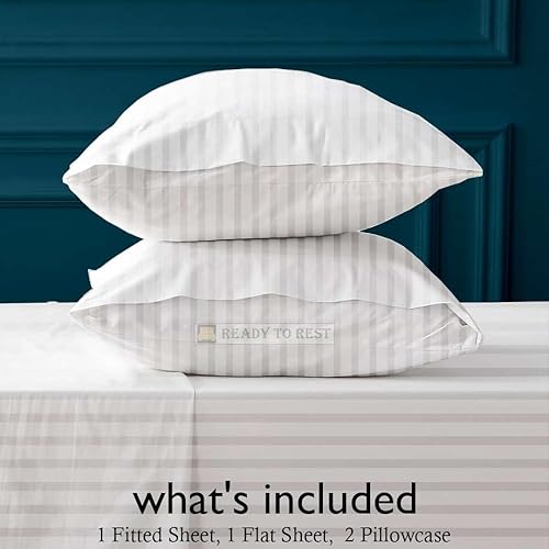 Miniatura 3 de Ready To Rest Juego de sábanas tamaño Queen de bolsillo extra profundo, 100% algodón egipcio, se adapta a colchones de 18 a 24 pulgadas de
