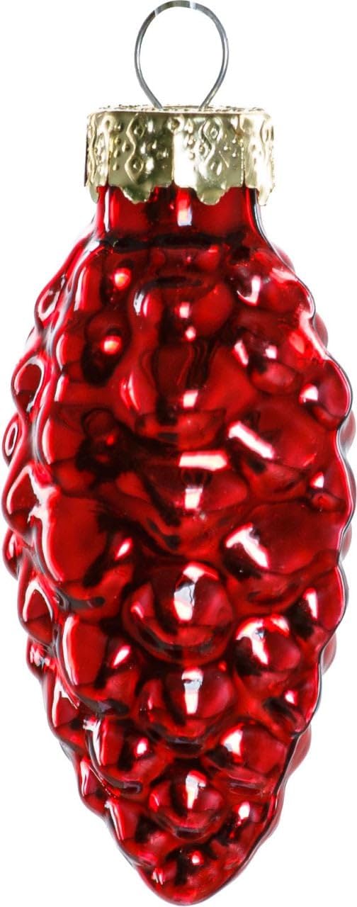 TrendLine Glas-Tannenzapfen Weihnachtskugeln 6 cm rot, 12 Stück