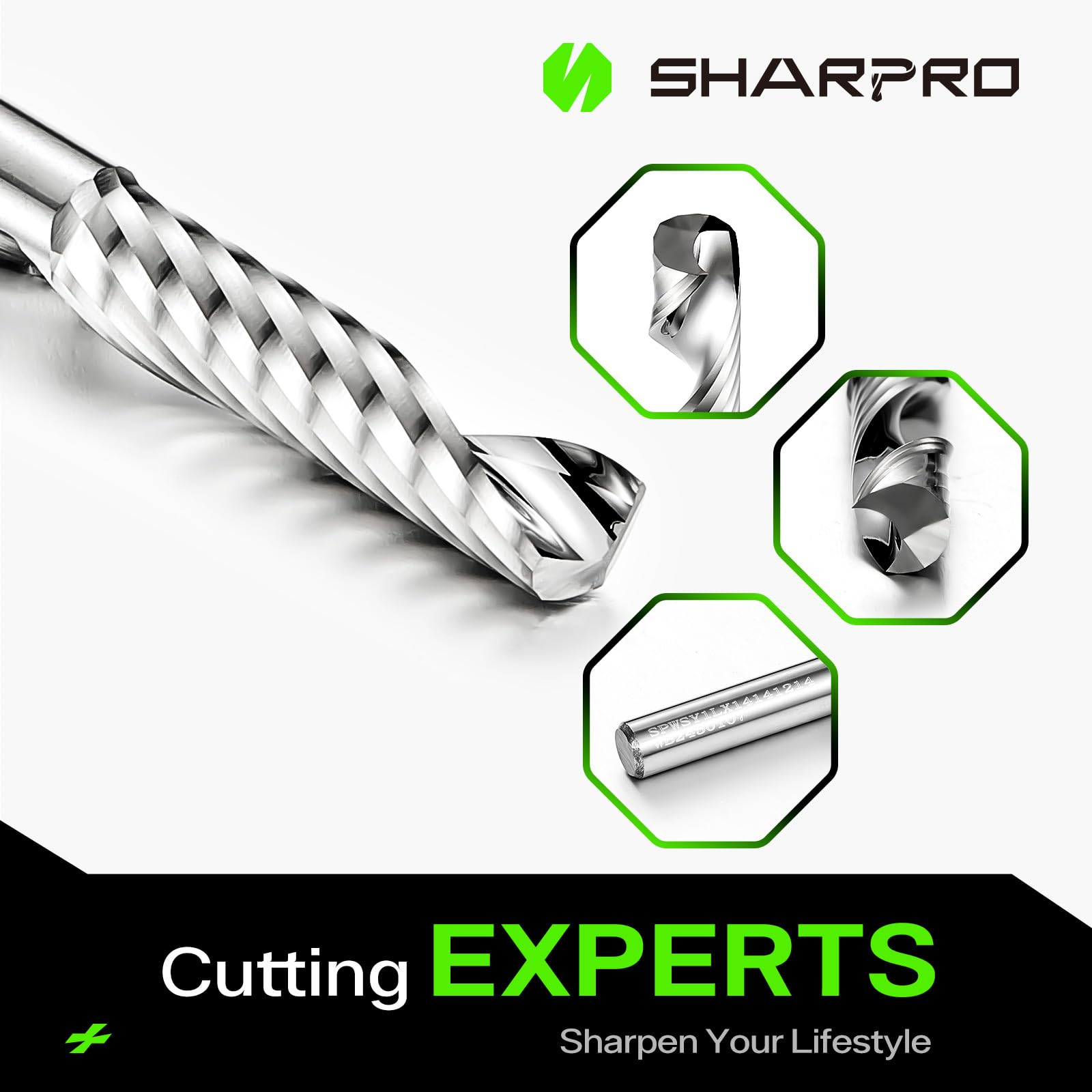 CNC Router Bit - 1/4 Flute Up Cut for Aluminum & Wood -3