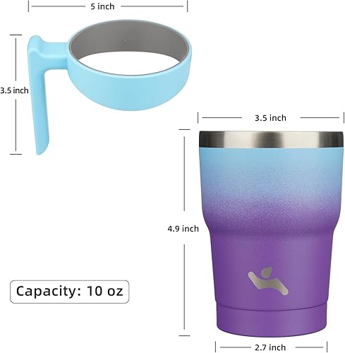 Miniatura 204 de 10 oz Tumbler with Handle and 2 Straw 2 Lid, Insulated Water Bottle Stainless Steel Vacuum Cup Reusable Travel Mug,Turquoise Negro