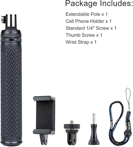 Miniatura 8 de Palito extensible para selfie con soporte de trípode para GoPro Hero 10, 9, 8, 7, 6, 5, 4, 3, 2 Fusion Max, Acción OSMO, AKASO, SJCAM, teléfonos