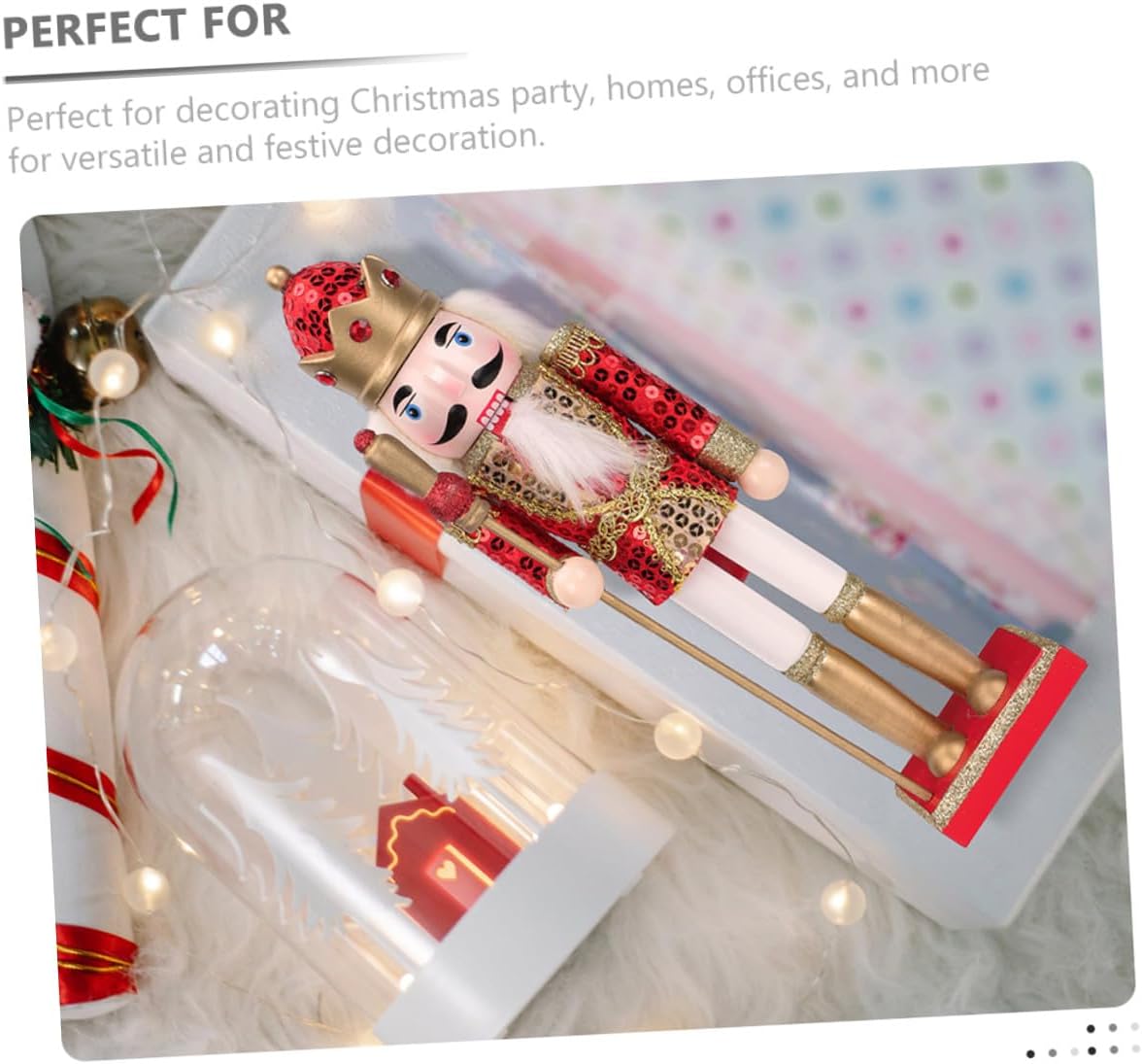KALLORY Wooden Nutcracker Figurine Red Soldier Nutcracker Decoration Christmas Holiday Ornament for Home and Table Display
