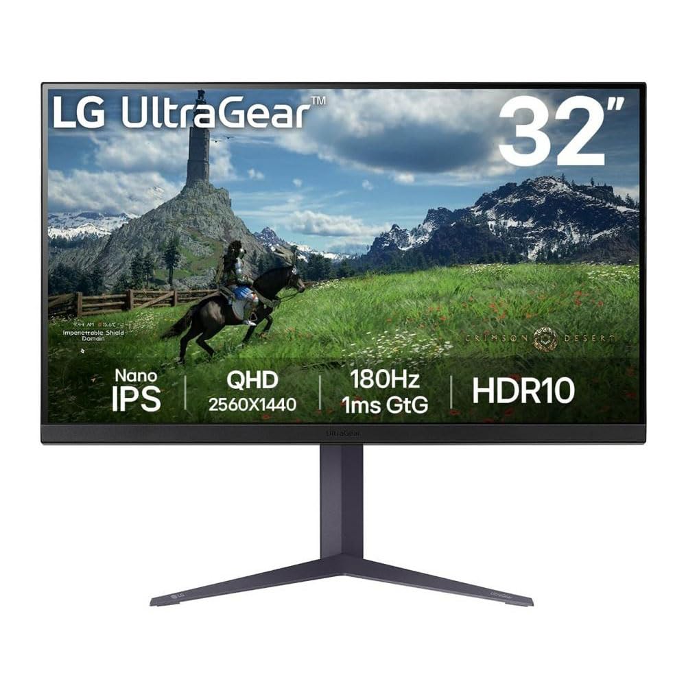 LG UltraGear™ 32GS85Q-B.AEU 32" Gaming PC Display - Panel IPS rozdzielczość QHD (2560x1440), 1ms 180Hz, HDR 10, DCI-P3 98% (CIE1976), AMD FreeSync, kompatybilny z NVIDIA G-Sync