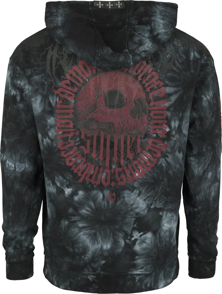 Rock Rebel by EMP Uomo Felpa con Cappuccio Grigia Effetto Tie-Dye
