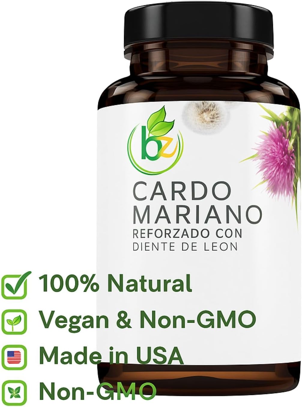 Cardo Mariano reforzado con diente Leon (Milk Thistle Reinforced w/Dandelion) 90 Vegetable Capsule 1500 mg per Serving, Root Liver Health Support, Antioxidant Support,100% Natural, Made by BexpertsUSA - Image 7