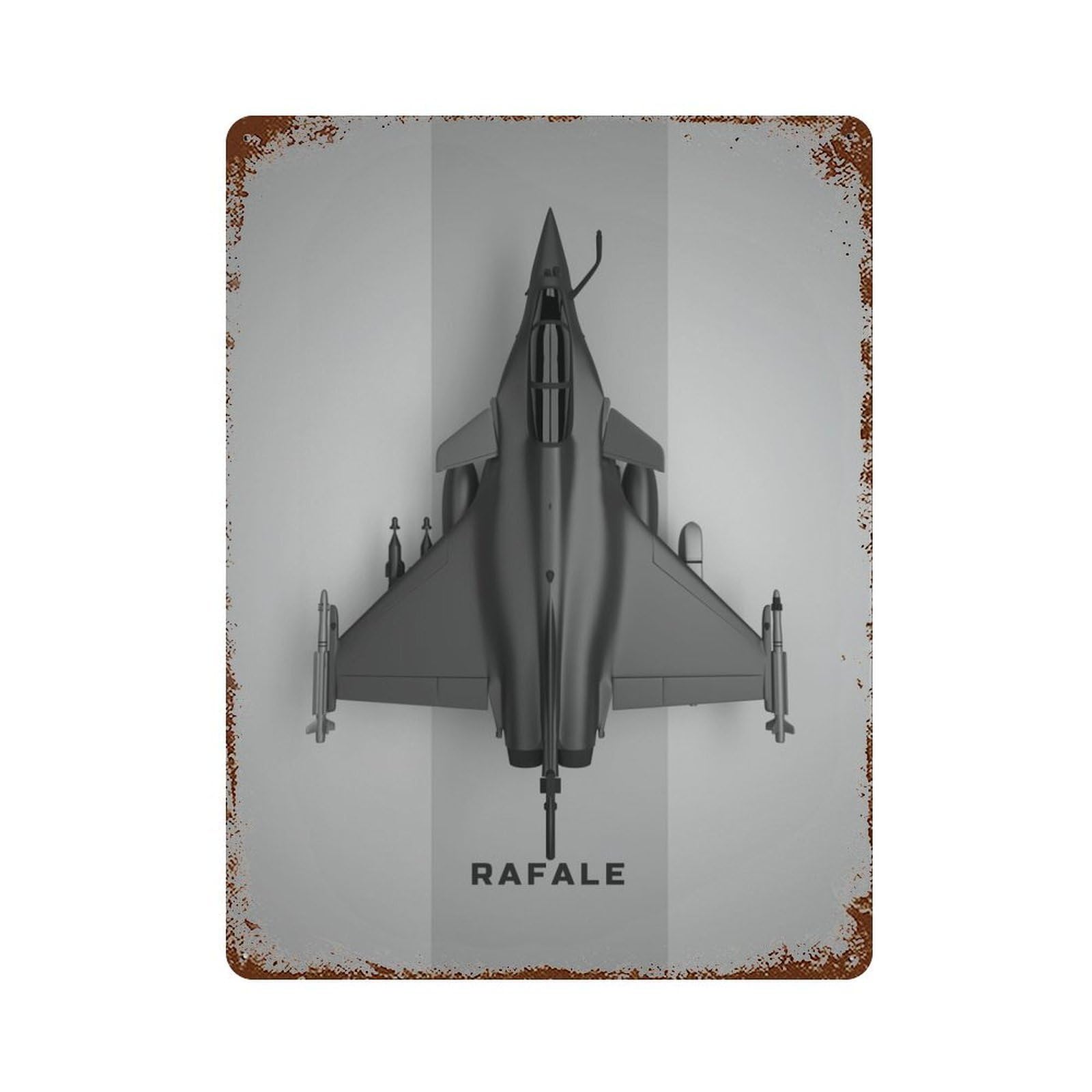 Vintage Rust Metal Sign Dassault Rafale Fighter 15.7"x11.8", Decorative Metal Wall Art for Basement, Hobby Room And Garage Decor