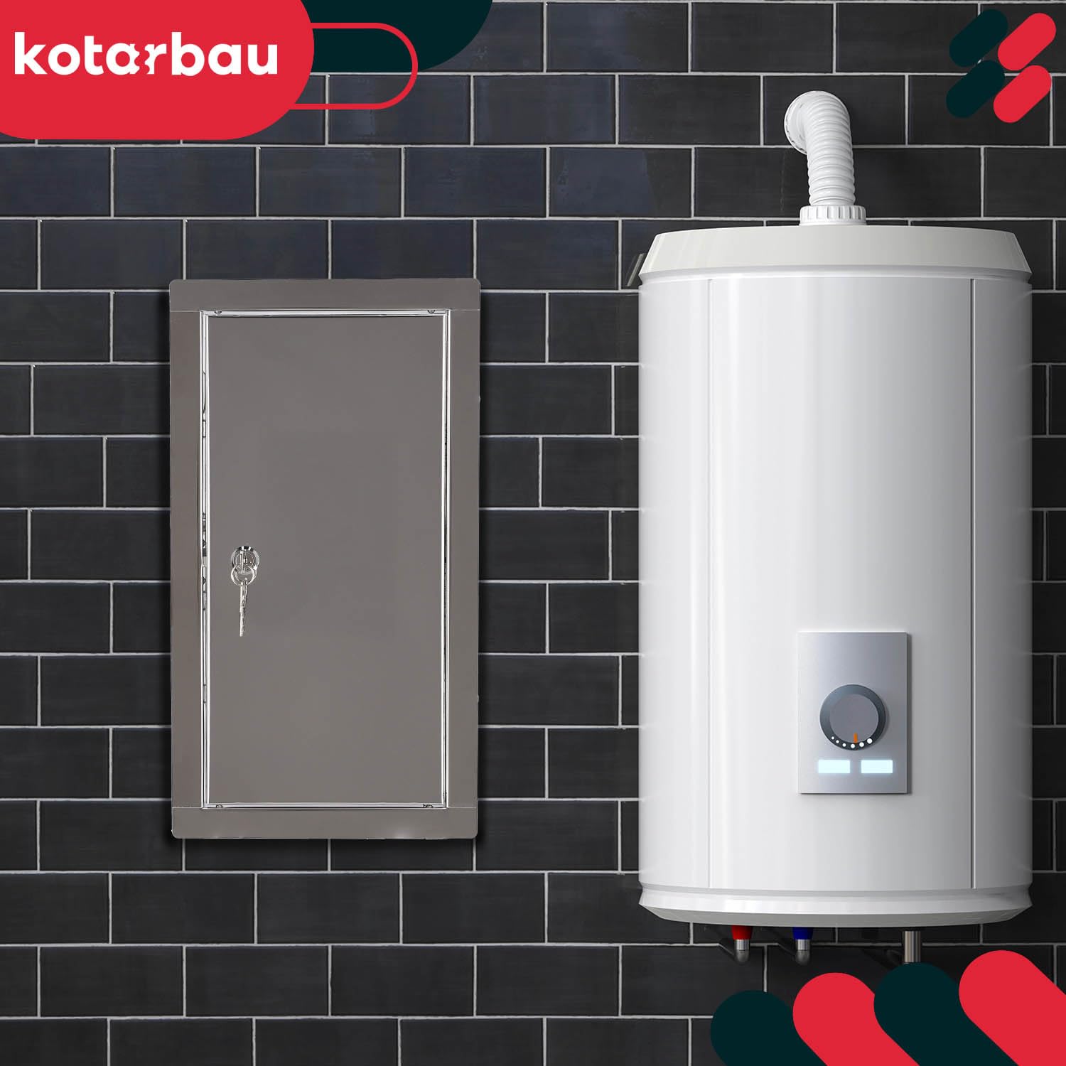 KOTARBAU® Puerta de inspección, 40 x 60 cm, Acero Inoxidable, Panel de Acceso, Compuerta de fácil Acceso, Puerta de revisión, Trampilla para Pared o Techo, Plateada, Cerradura con Llave