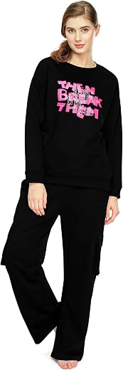 ZEYO Women's Cotton Track Suit Typography Printed Sweatshirt Co-ords Set 5824