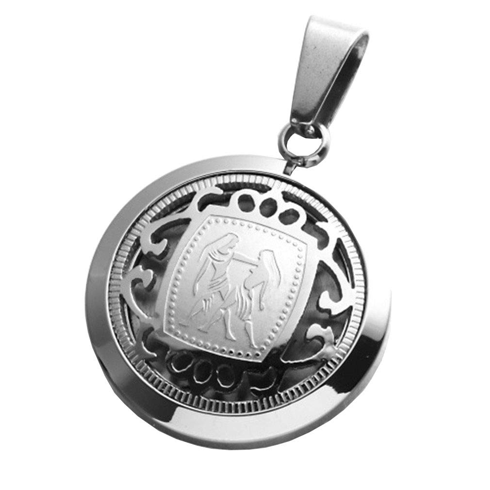 OAKKY Men’s Simple Stainless Steel 12 Constellations Round Tags Pendant Necklace