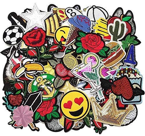 Libiline 20/50/100pcs Random Assorted Styles Embroidered Patch Sew On/Iron On Patch Applique Clothes Dress Plant Hat Jeans Sewing Flowers Applique DIY Accessory (Assorted-Style 5) (50)