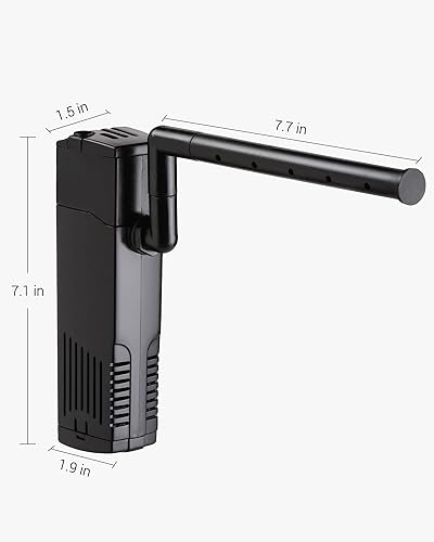 Miniatura 5 de NICREW Filtro interno para acuario, filtro de alimentación sumergible con múltiples funciones, sistema de aireación con filtro de esponja para