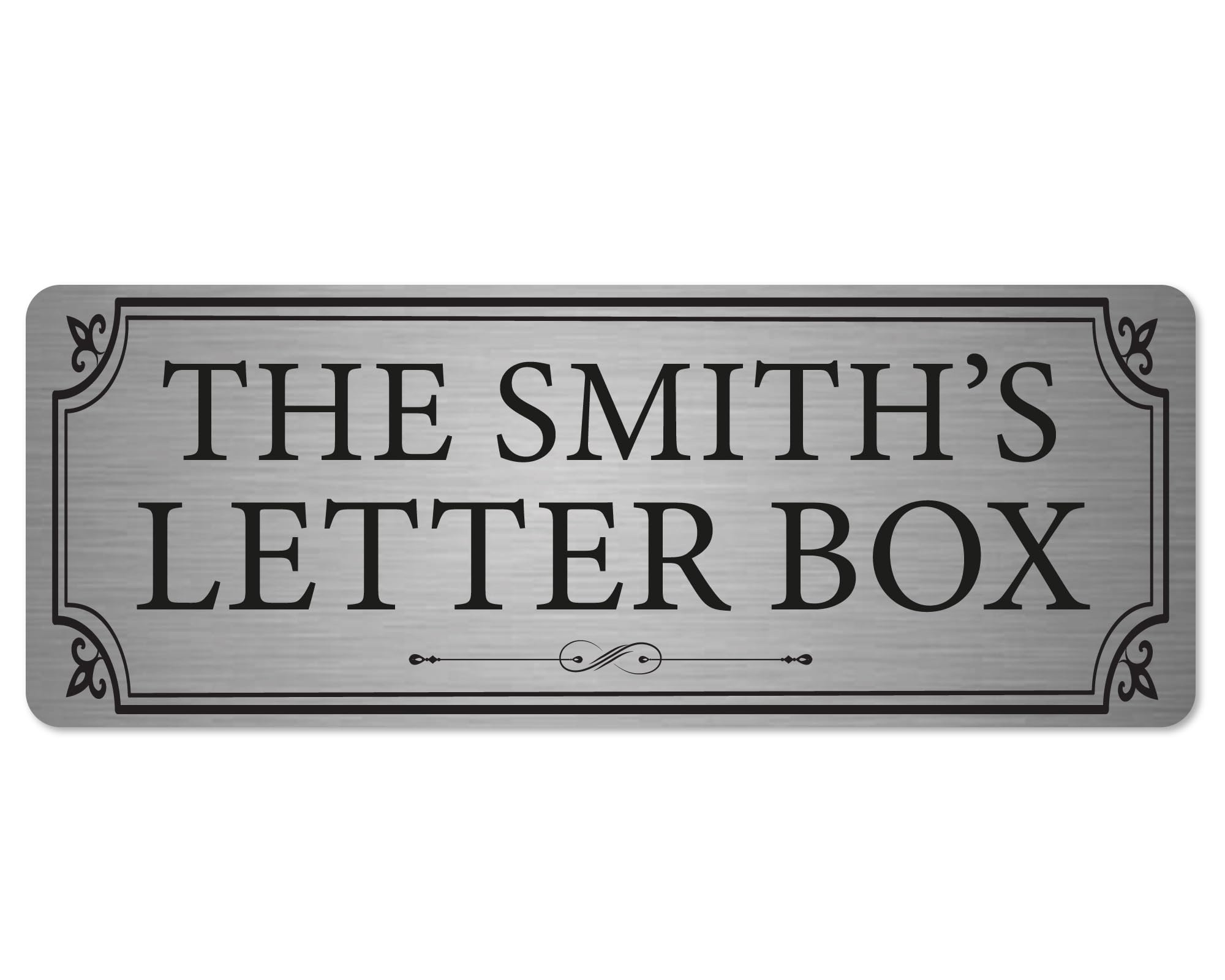 Personalised Letter Box Sign Brushed Silver | Custom Address Plaque with Adhesive Stickers | Classy Home & Garden Decor