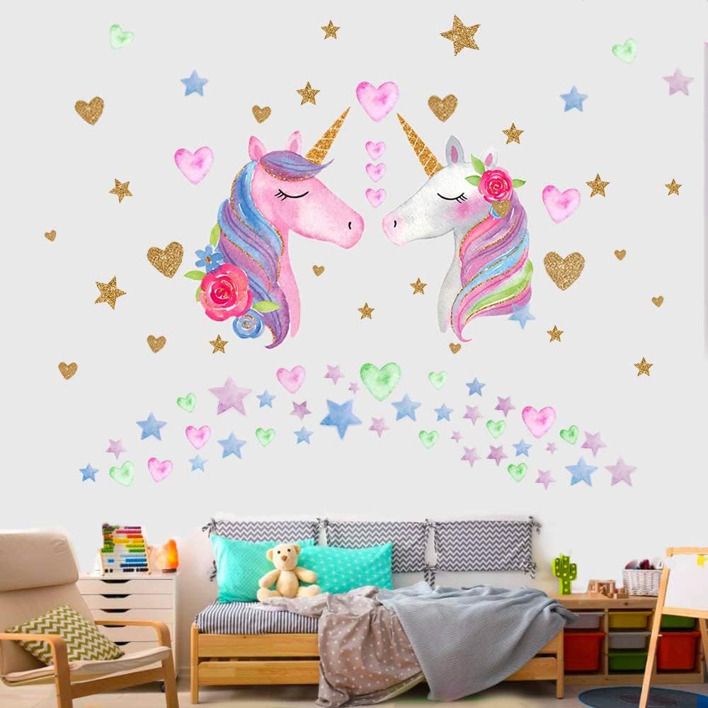 Unicorn Wall Decal,Large Size Unicorn Wall Sticker Decor for Gilrs Kids Bedroom Birthday Party - Image 2