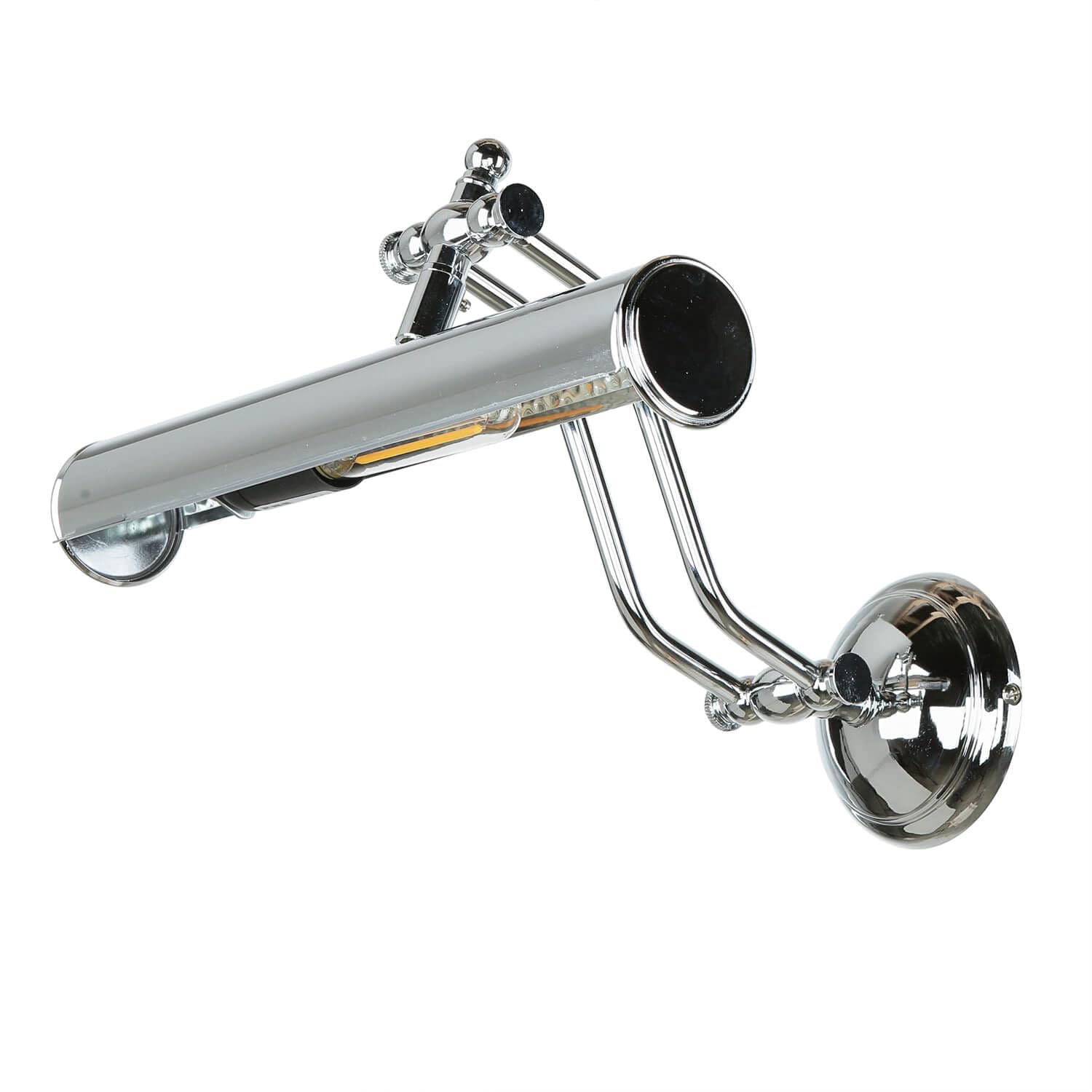 Licht-Erlebnisse Bilderleuchte mit beweglichen Gelenken aus Echt-Messing verchromt B:30cm E14 wechselbar Premium Wohnzimmer Schlafzimmer Flur Bilderlampe Wandlampe