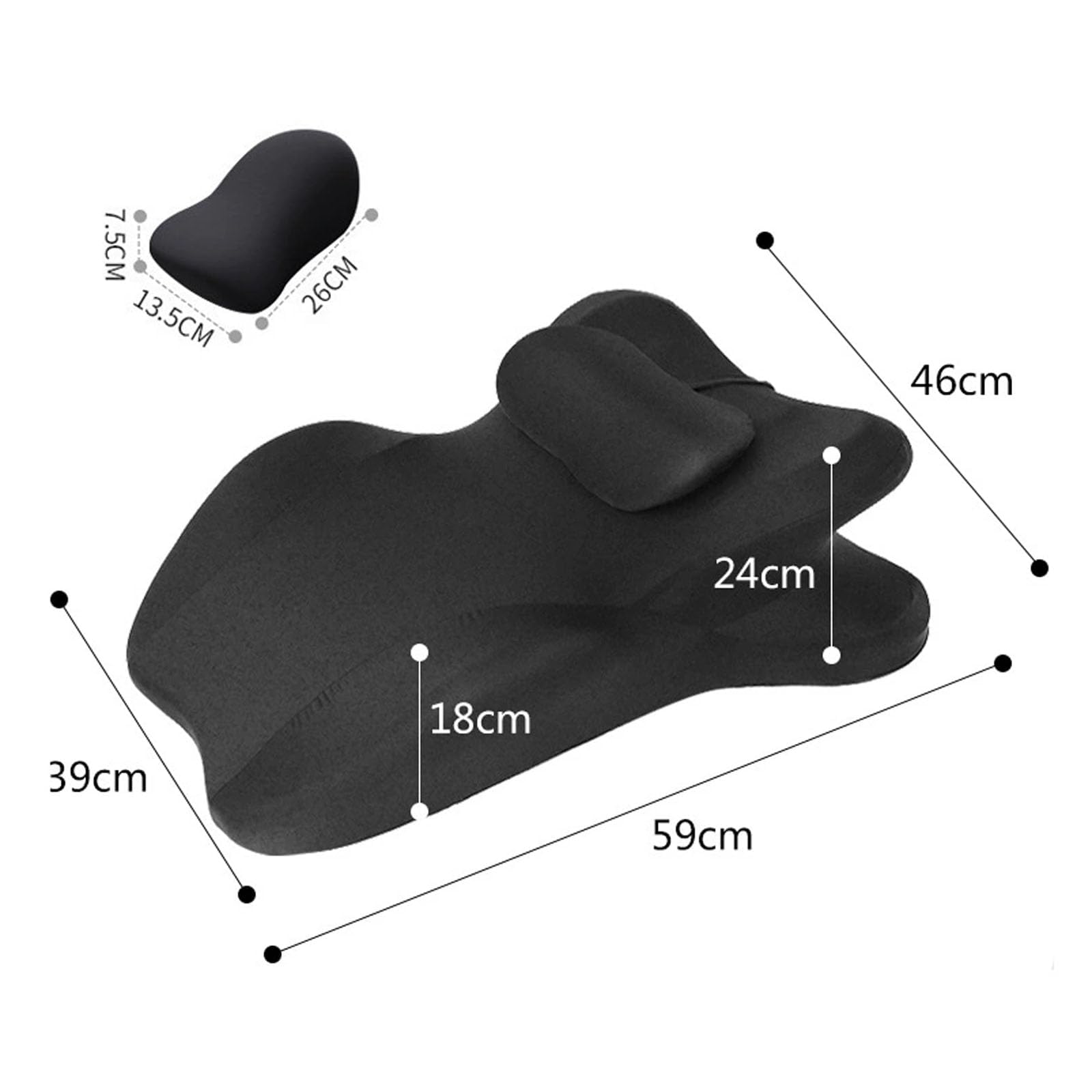 Sweet Spot - Cuscino ergonomico per coppie, 27°, per intimità, in memory foam, per parte bassa della schiena, fianchi e collo, per coppie, adulti, per tutte le posture (nero)