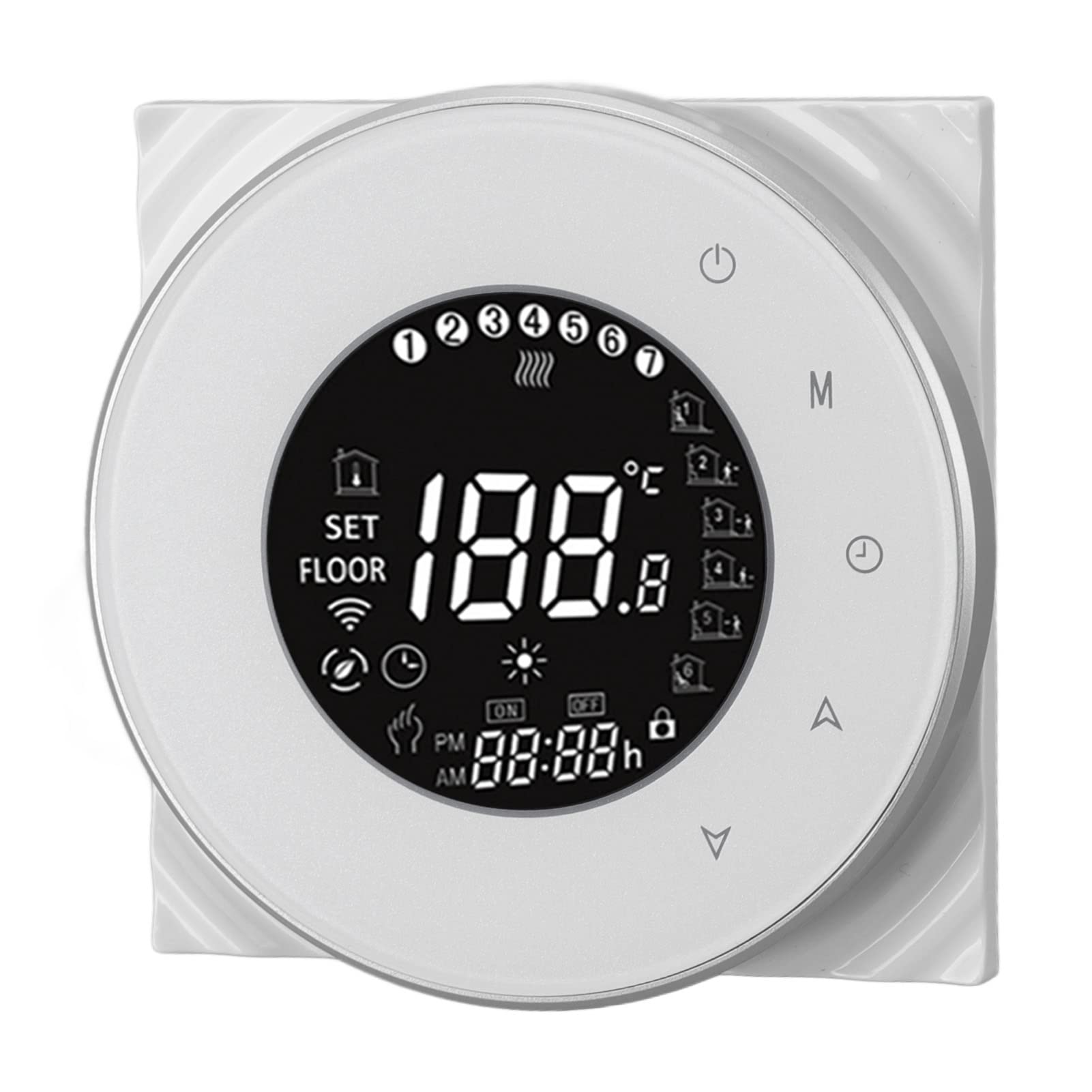 Cryfokt Termostato Inteligente, Control de Voz y Control de Aplicaciones Termostato de Calefacción por Suelo Radiante, de Calefacción Eléctrica con Pantalla Táctil LCD Protección contra Fallas de