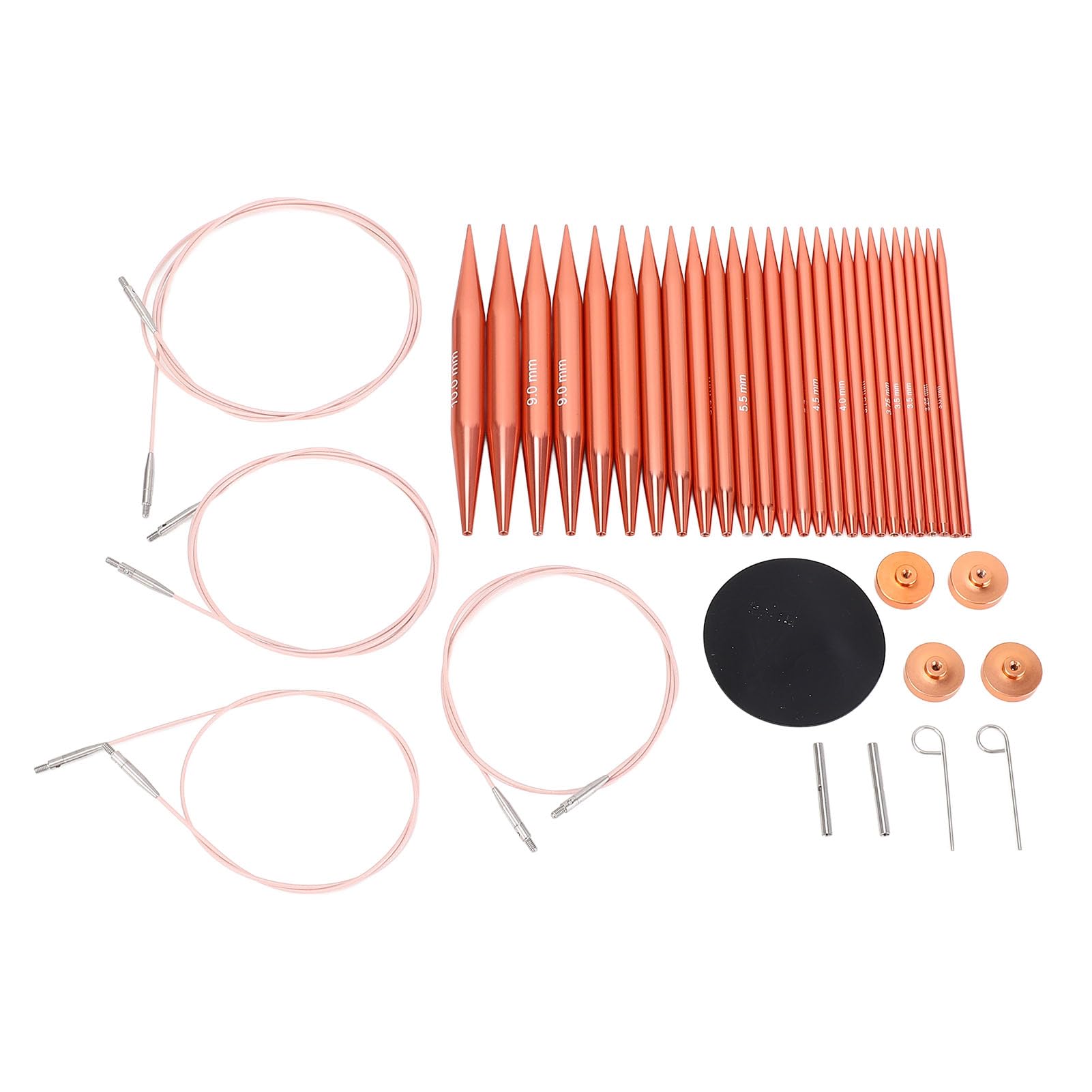 Juego de 13 Agujas de Tejer Circulares, Agujas de Ganchillo de Aluminio Intercambiables con Estuche, 3-10 mm, Kit de Tejer Portátil para Suéteres Bufandas Sombreros, Accesorios