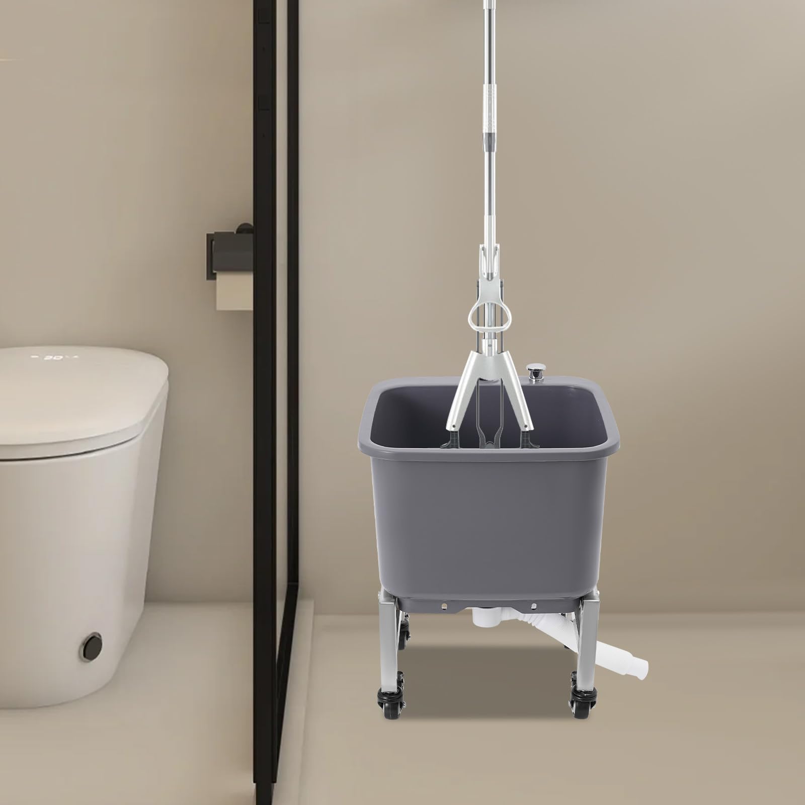 HeavyDu Utili - Fregadero portátil con ruedas, ideal para lavandería, cocina, baño, balcón, 40 x 40 x 50,50 cm, cubo de fregona comercial