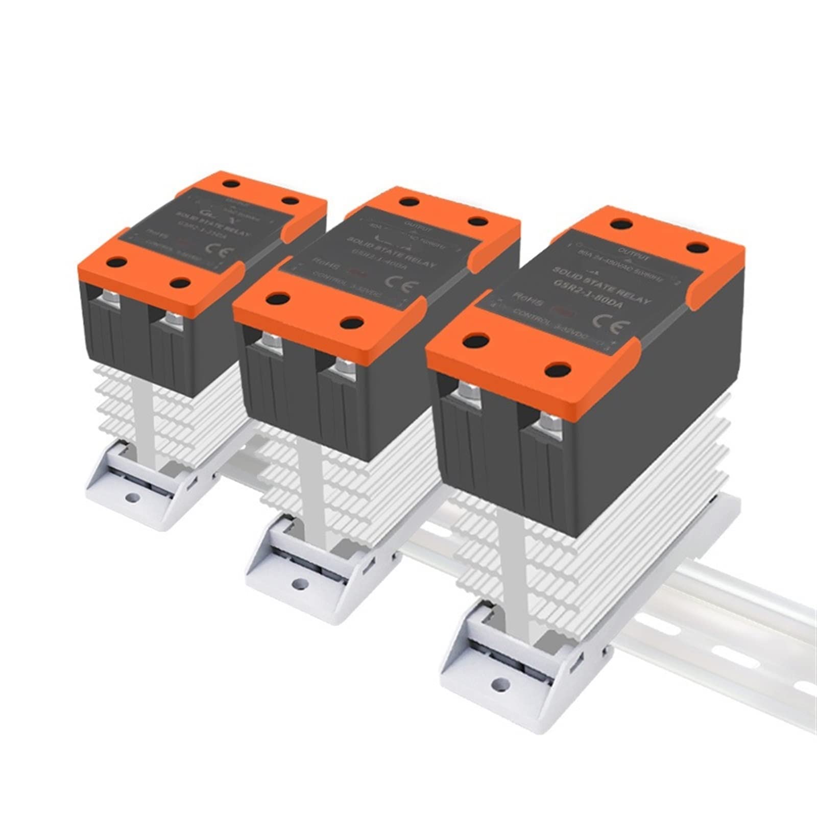 Relé de estado sólido de riel con radiador SSR 10DA 25DA 40DA 60DA 80DA 100DA 120DA DC Control AC monofásico SSR DD DA AA 1 Uds (Color : DC to AC, Size : GSR2-1-60A)