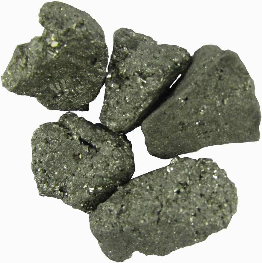 CircuitOffice 5 Piece Natural Rough Pyrite Crystals, Raw Fool's Gold, 0.75" - 2", Healing Crystals For Cabbing, Tumbling, Cutting, Lapidary, Polishing, Reiki Crystal Healing and Metaphysical