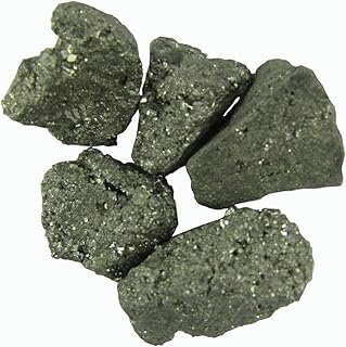 CircuitOffice 5 Piece Natural Rough Pyrite Crystals, Raw Fool's Gold, 0.75" - 2", Healing Crystals For Cabbing, Tumbling, ...