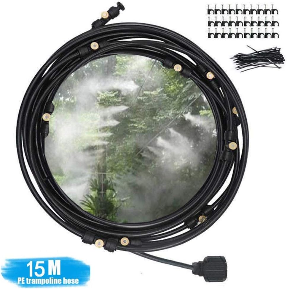 ミスト冷却システム 水灌漑ミストミスターキット + 真鍮ミストノズル + トランポリンウォーターパークパティオ傘用3/4インチ蛇口コ