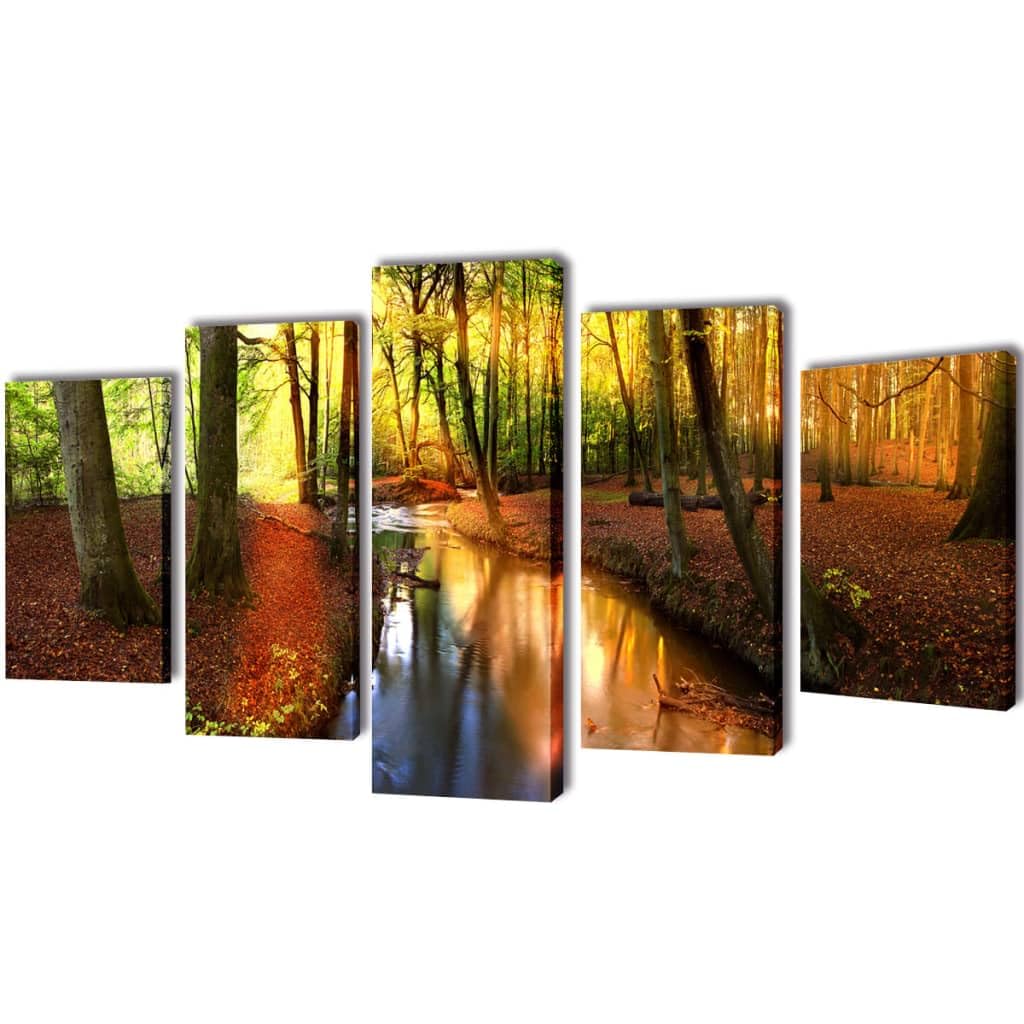 Set de toiles murales imprimées Forêt 200x100 cm pour salon