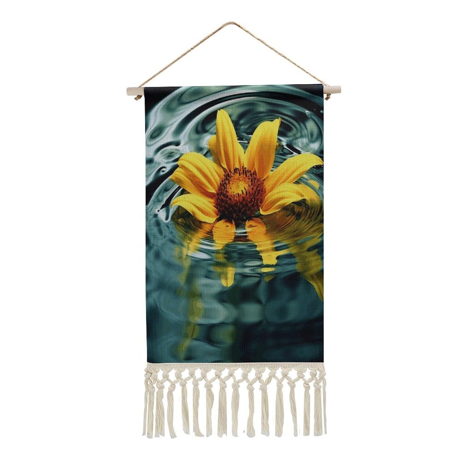 Adfgyerh Style Sunflower In Water Tapestry With Tassels Cotton And Linen Hanging Posters, Wall Art For Travel Gift, Wall Tapestry For Office Home Decor Bedroom Living Room Decor