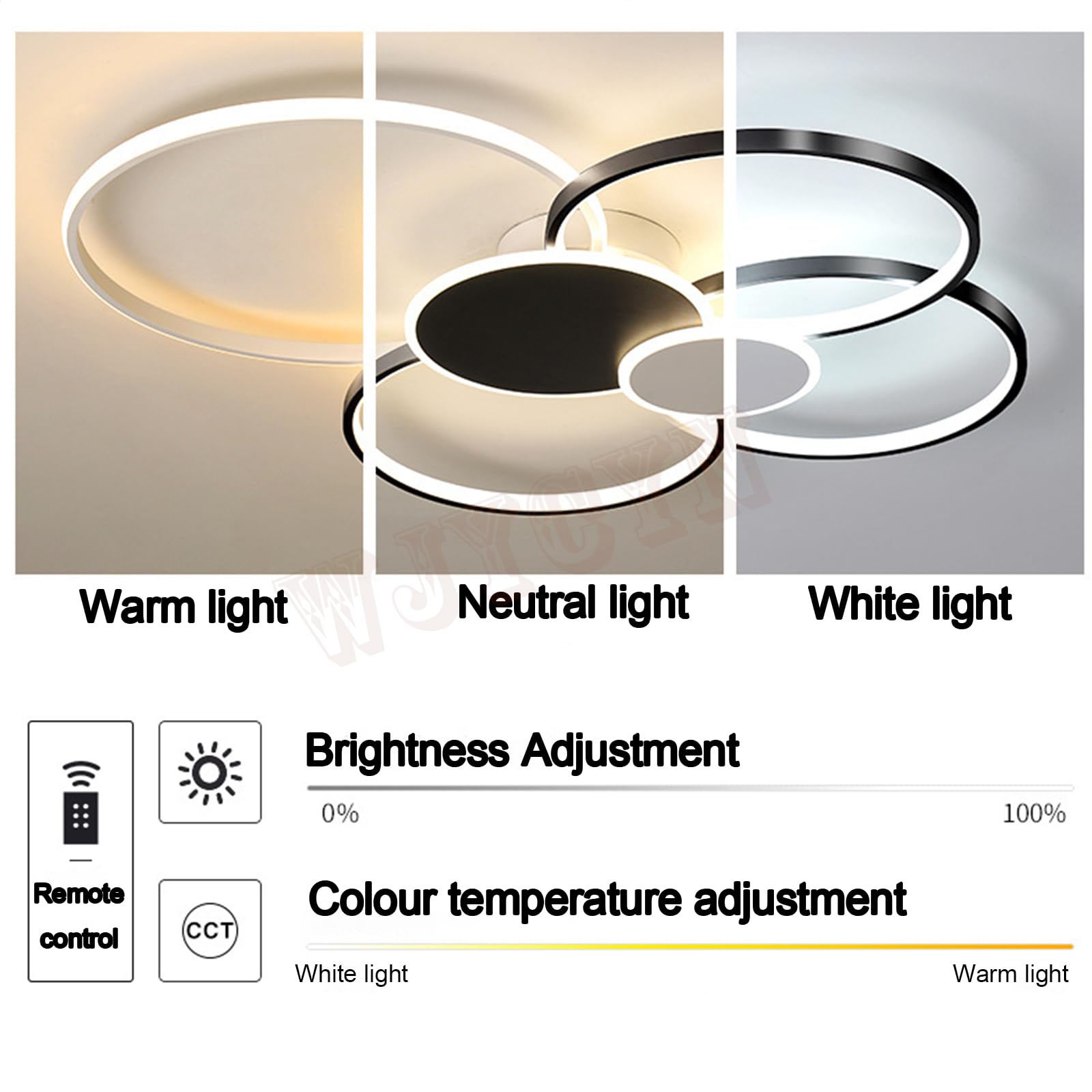 NETTLIFE Salon - LED - Plafondlamp, 45W, Moderne Zwarte Salonlamp Verstelbaar Met Afstandsbediening Kleurverandering Geometrisch Voor De Keuken
