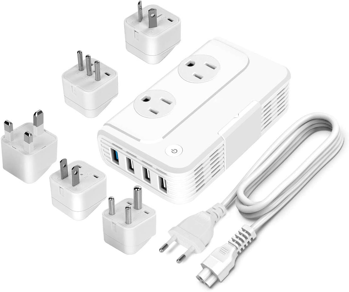 Power Converters for International Travel Voltage Converter Step Down Transformer 220V to 110V for Hair Straightener Curling Iron in European UK China Hong Kong Italy India France Australia USB QC3.0