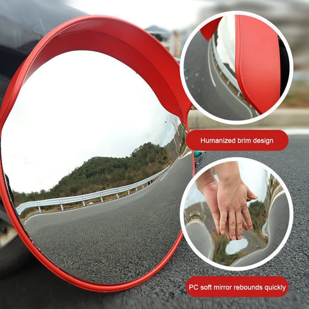 Miroir de sécurité Convexe, lentille Grand Angle extérieure, Polycarbonate Orange pour la Surveillance de sécurité des Angles Morts, résistant aux intempéries, Non déformé, Une Couleur