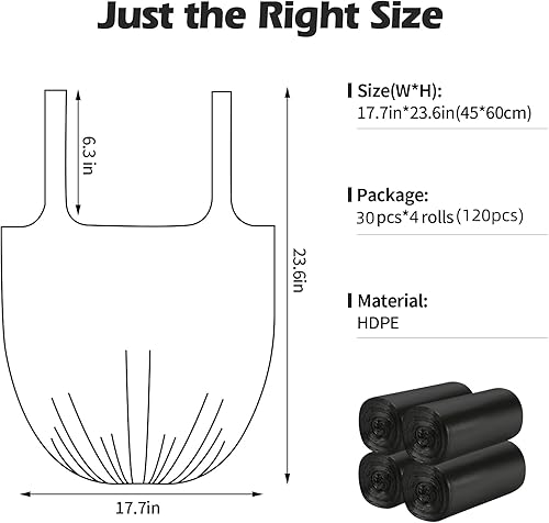 Miniatura 2 de Bolsas de basura portátiles de 2 a 4 galones, 120 bolsas de basura pequeñas portátiles gruesas para oficina, cocina, dormitorio, bolsas de basura