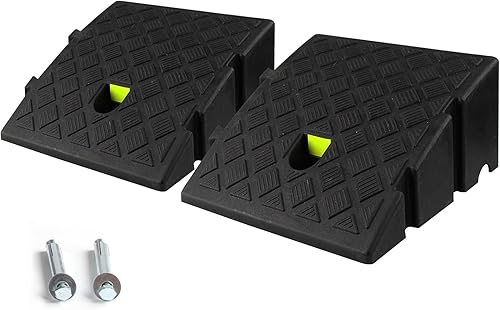 Inout Rampa de bordillo, rampas de bordillo para entrada, rampas de bordillo de reflexión nocturna, 2 rampas de automóvil, rampa de motocicleta