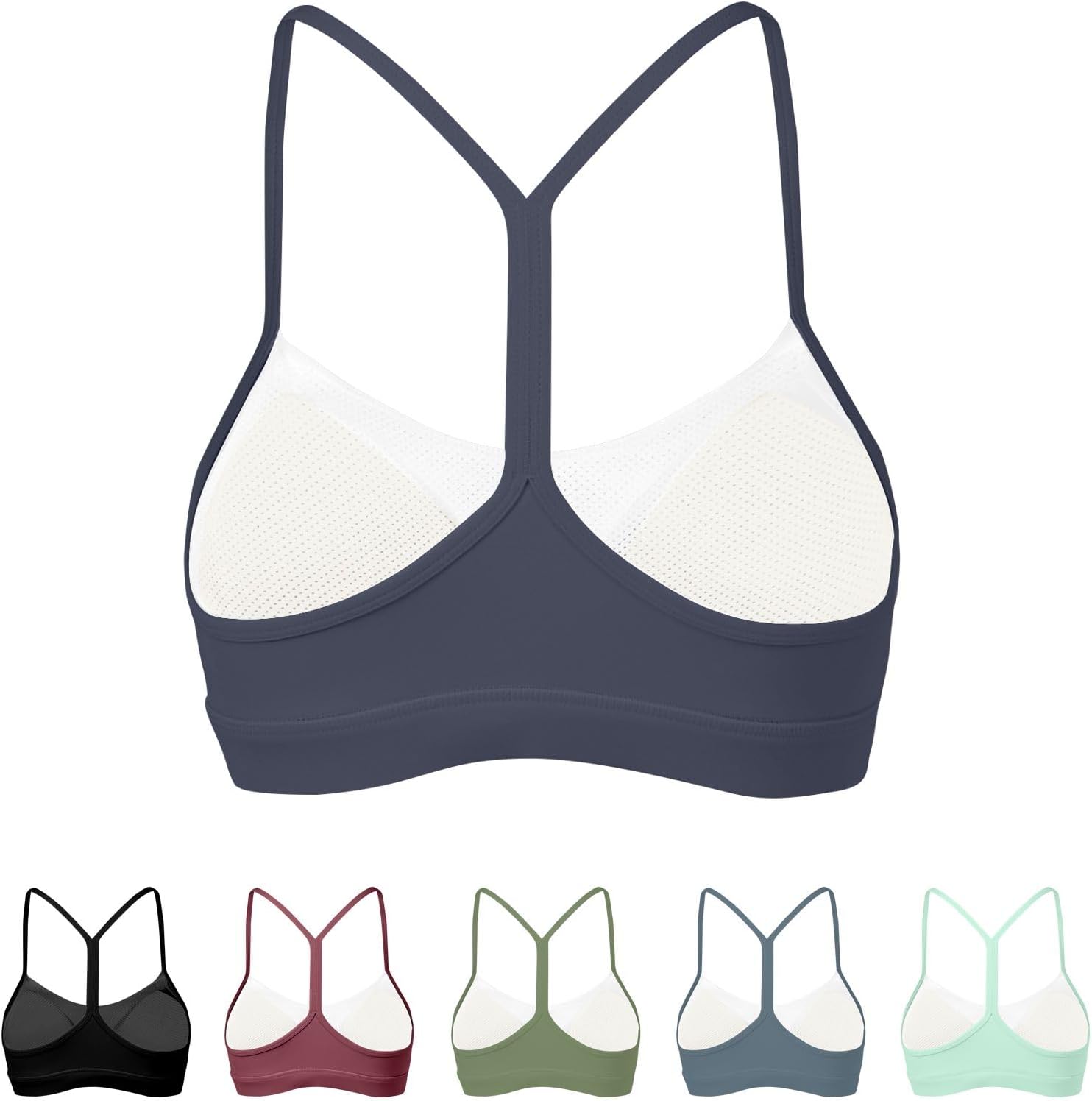 Sports Bra for Women Low Impact Racerback Workout Bras Sexy Thin Straps Yoga Sport Bras with Removable Pads