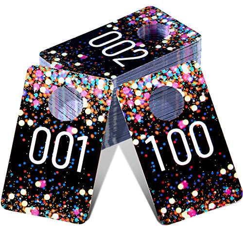 Jetec 100 Pieces Live Plastic Number Tags, Consecutive Reusable Normal and Mirrored Image Number Tags for Live Coat Room Hanger Cards