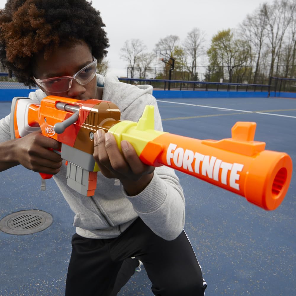 Nerf Fortnite HR Blaster, Ruff Wrap Design, 6-Dart Elite Clip, 6